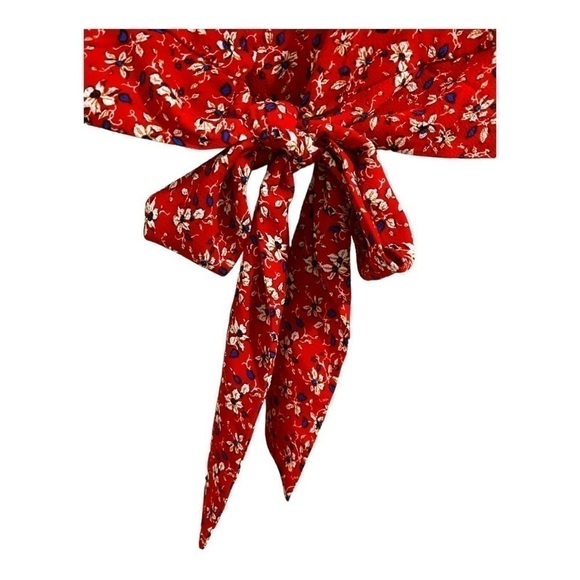 𝅺IZ BYER | Red Floral Print Tieback Top - Picture 7 of 9